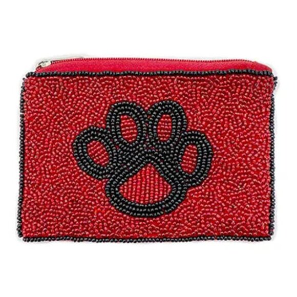 UGA Football Bulldogs Paw Beaded Storage Coin Pouch - Picture 1 of 5